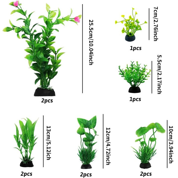 Decorative Artificial Plants for Fish Tanks, 10 Pieces