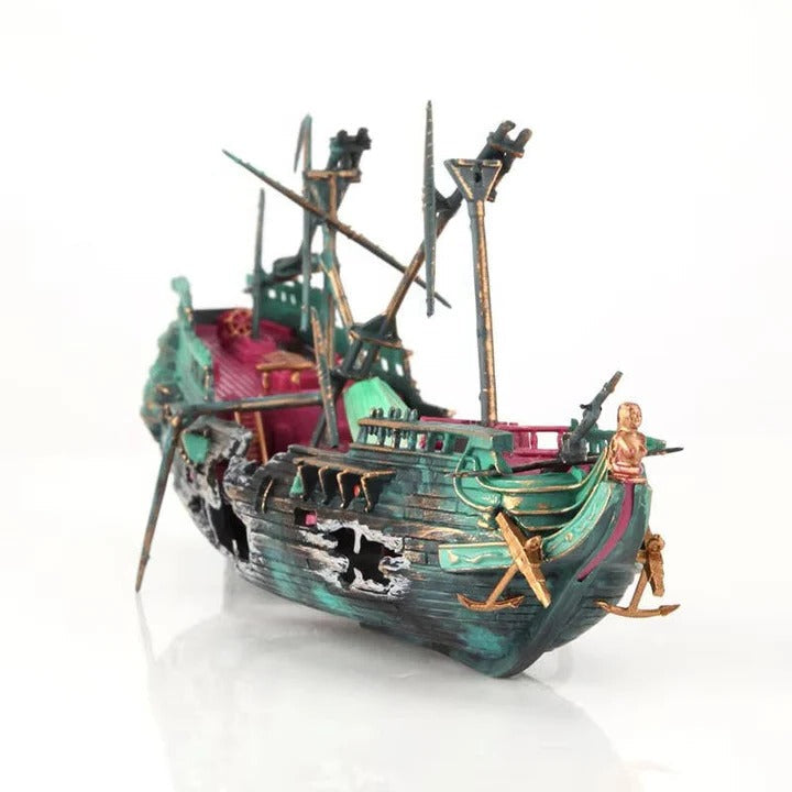 Sunken Boat Aquarium Ornament for Freshwater and Saltwater Tanks