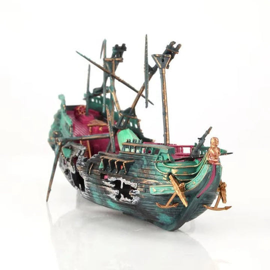 Sunken Boat Aquarium Ornament for Freshwater and Saltwater Tanks
