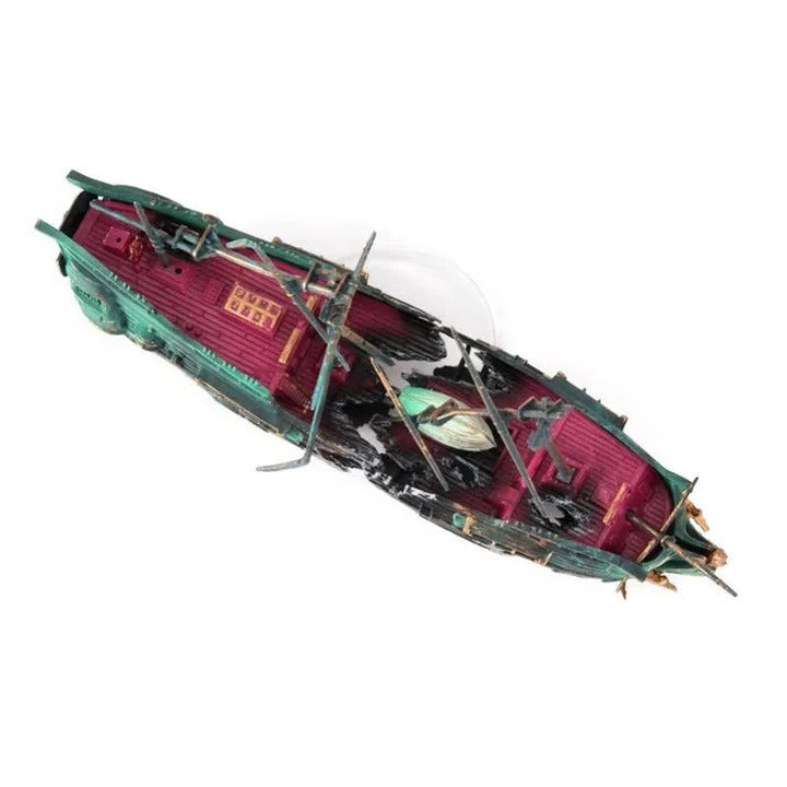 Sunken Boat Aquarium Ornament for Freshwater and Saltwater Tanks