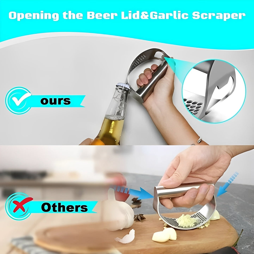 Stainless Steel Garlic Press Rocker for Kitchen Use