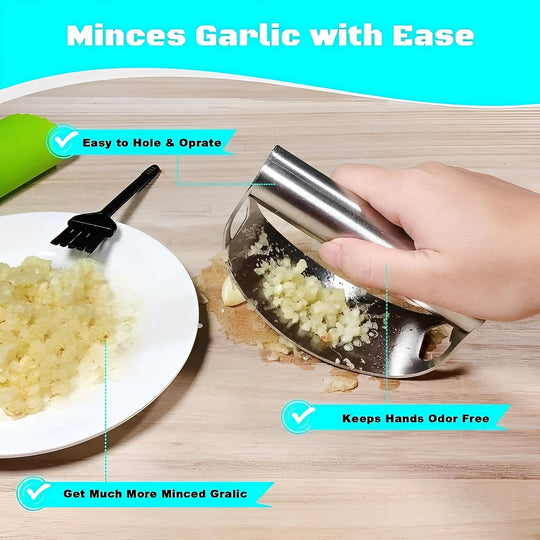 Stainless Steel Garlic Press Rocker for Kitchen Use