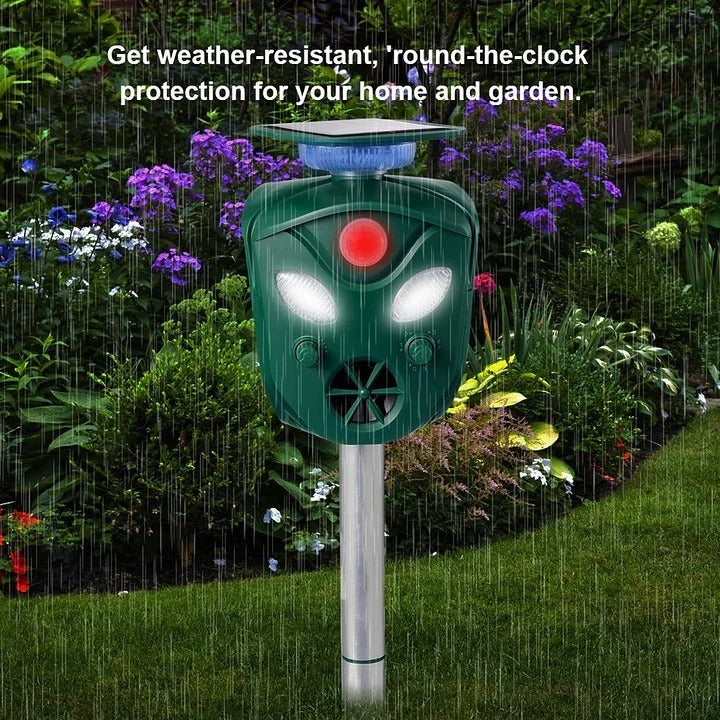 Solar Ultrasonic Animal Repeller with 360 Degree Coverage