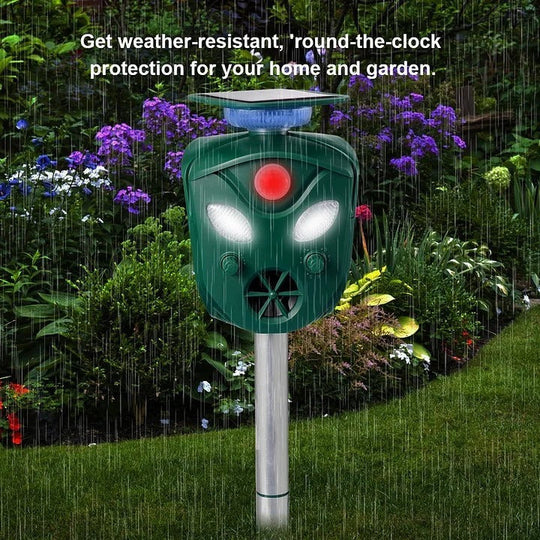 Solar Ultrasonic Animal Repeller with 360 Degree Coverage