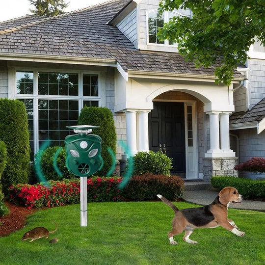 Solar Ultrasonic Animal Repeller with 360 Degree Coverage