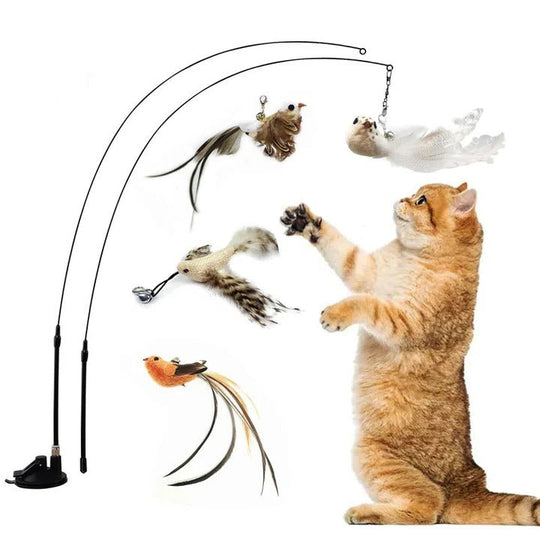 Plush Bird Cat Toy Set for Interactive Play