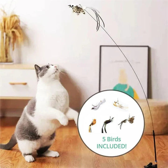 Plush Bird Cat Toy Set for Interactive Play