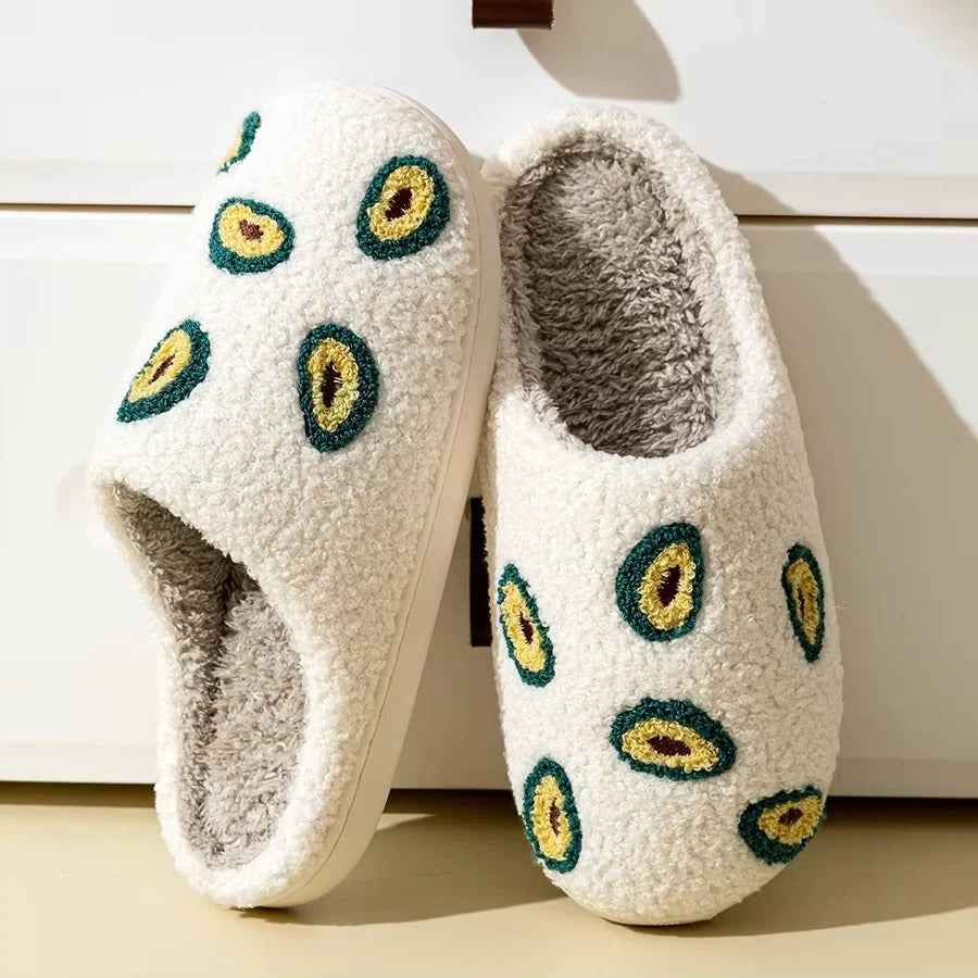 Fruit Design Cotton Slippers with Non-Slip Sole for Indoor Use