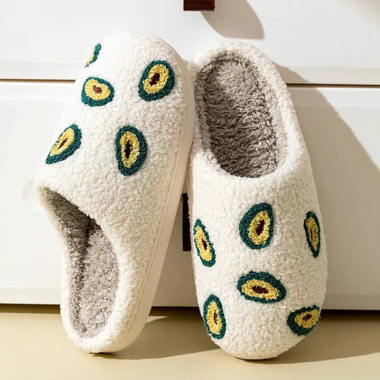 Fruit Design Cotton Slippers with Non-Slip Sole for Indoor Use