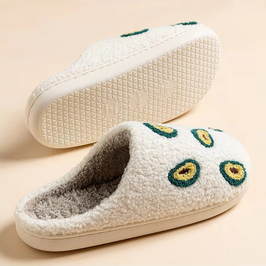 Fruit Design Cotton Slippers with Non-Slip Sole for Indoor Use