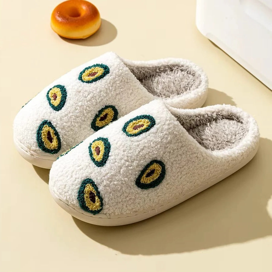 Fruit Design Cotton Slippers with Non-Slip Sole for Indoor Use