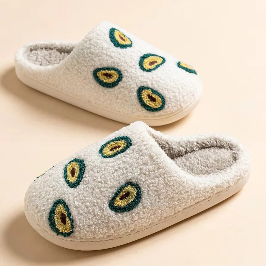 Fruit Design Cotton Slippers with Non-Slip Sole for Indoor Use