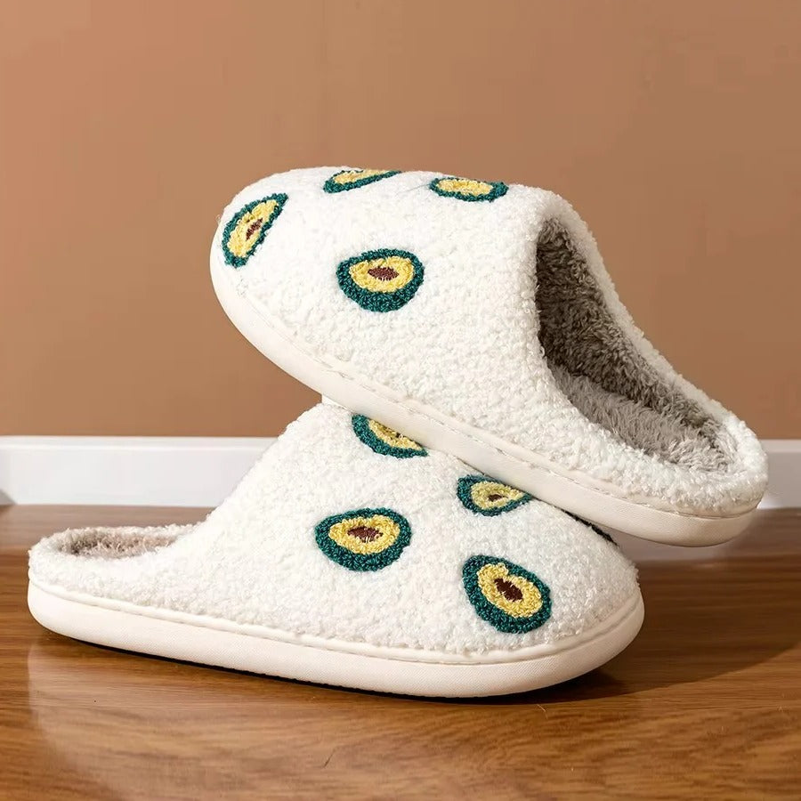 Fruit Design Cotton Slippers with Non-Slip Sole for Indoor Use
