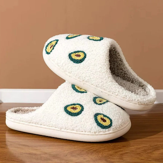 Fruit Design Cotton Slippers with Non-Slip Sole for Indoor Use