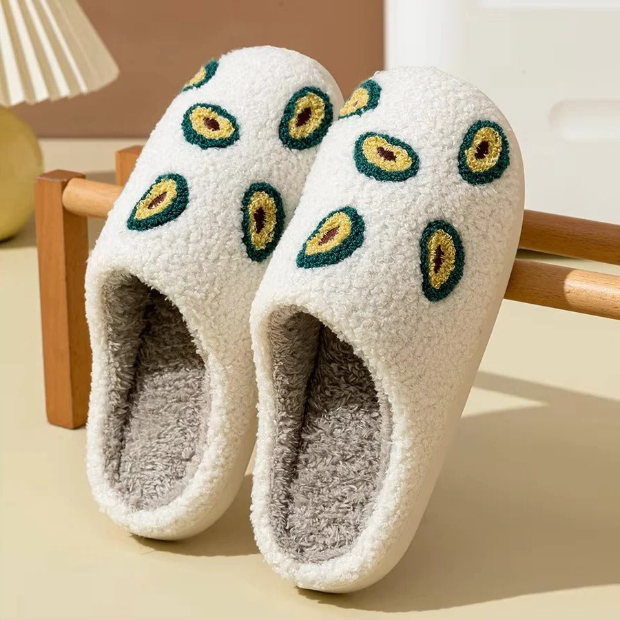 Fruit Design Cotton Slippers with Non-Slip Sole for Indoor Use