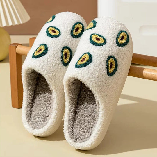 Fruit Design Cotton Slippers with Non-Slip Sole for Indoor Use