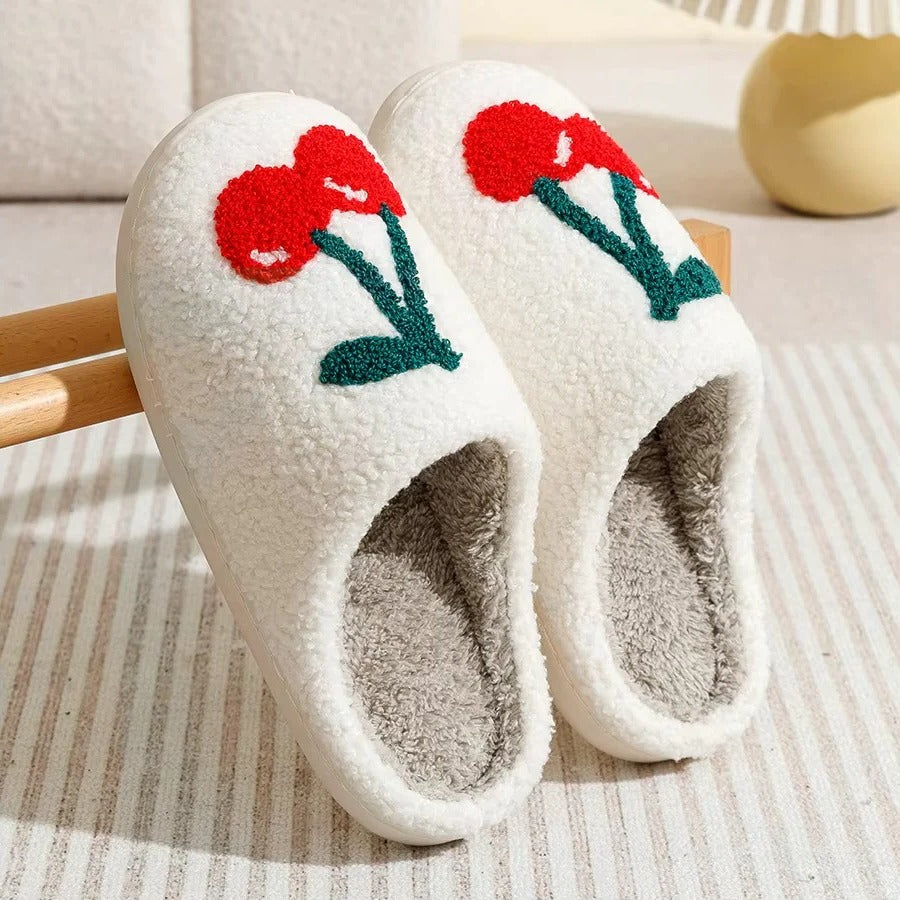 Fruit Design Cotton Slippers with Non-Slip Sole for Indoor Use