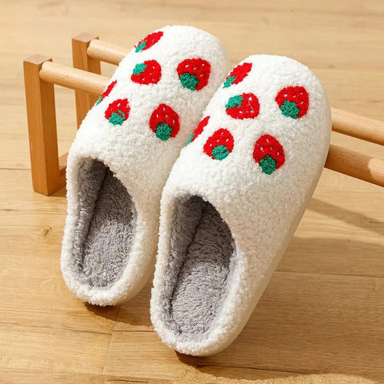 Fruit Design Cotton Slippers with Non-Slip Sole for Indoor Use