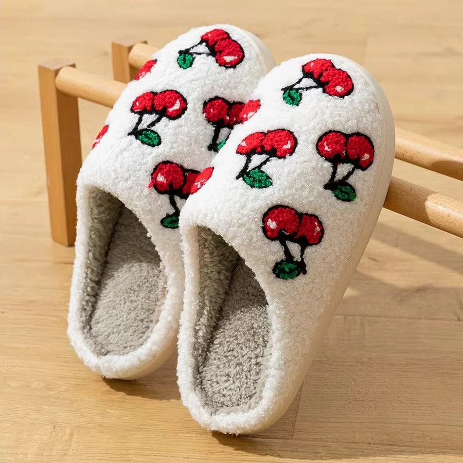 Fruit Design Cotton Slippers with Non-Slip Sole for Indoor Use