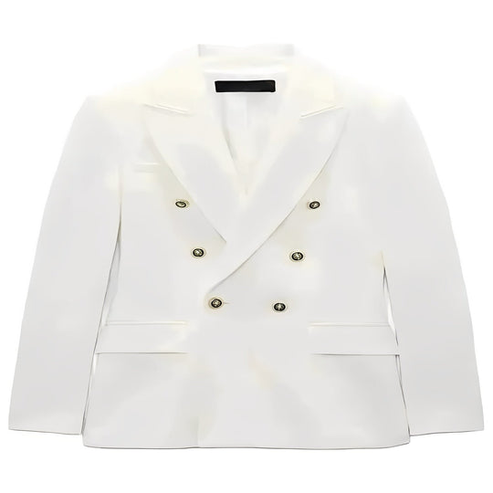 Women's Long Sleeve Button Front Blazer with V Neck Design