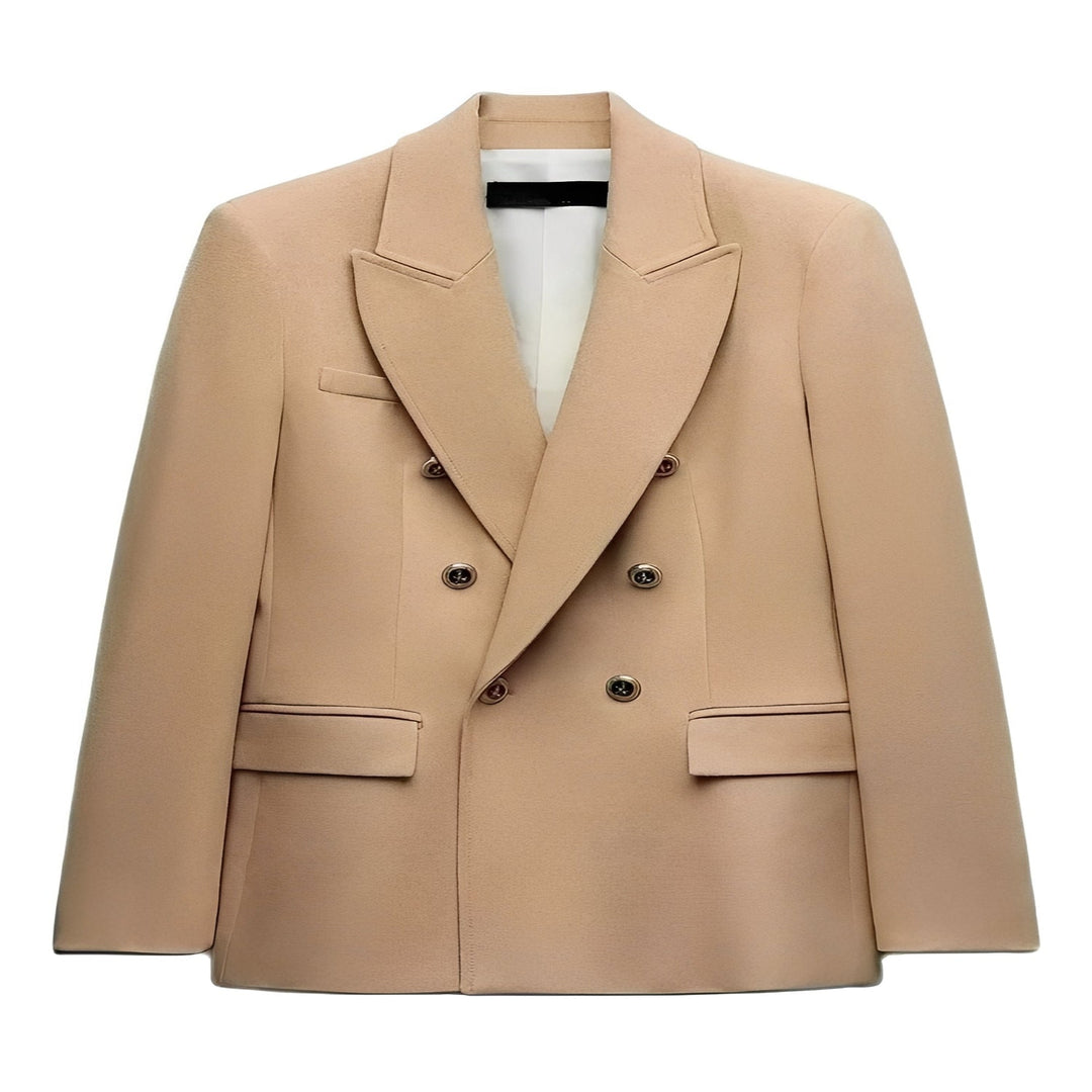 Women's Long Sleeve Button Front Blazer with V Neck Design