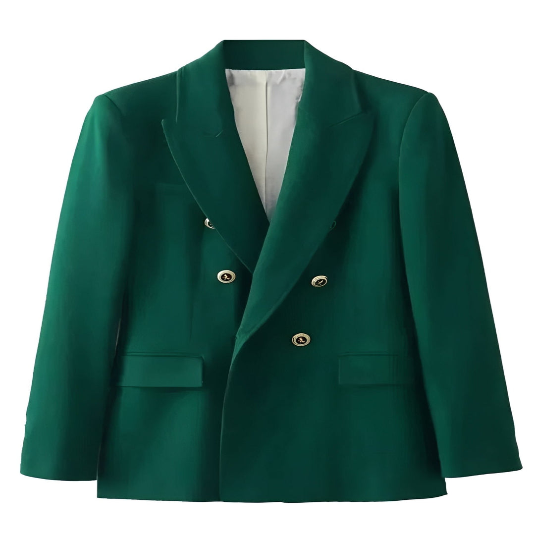 Women's Long Sleeve Button Front Blazer with V Neck Design