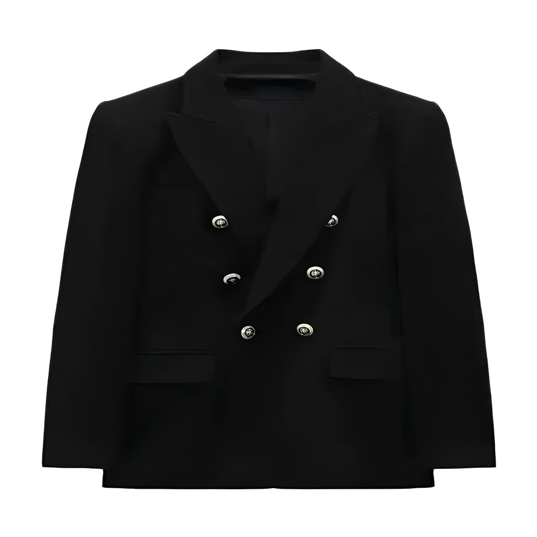Women's Long Sleeve Button Front Blazer with V Neck Design