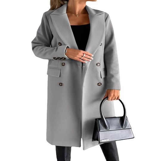 Women's Double Breasted Winter Coat with Slim Fit Design