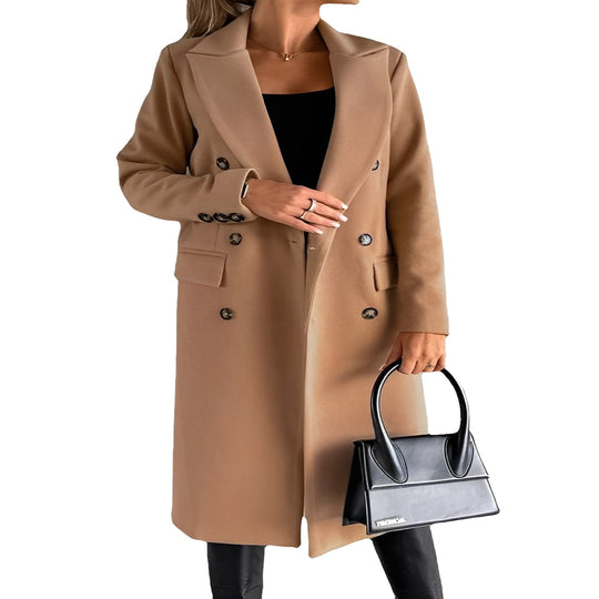 Women's Double Breasted Winter Coat with Slim Fit Design