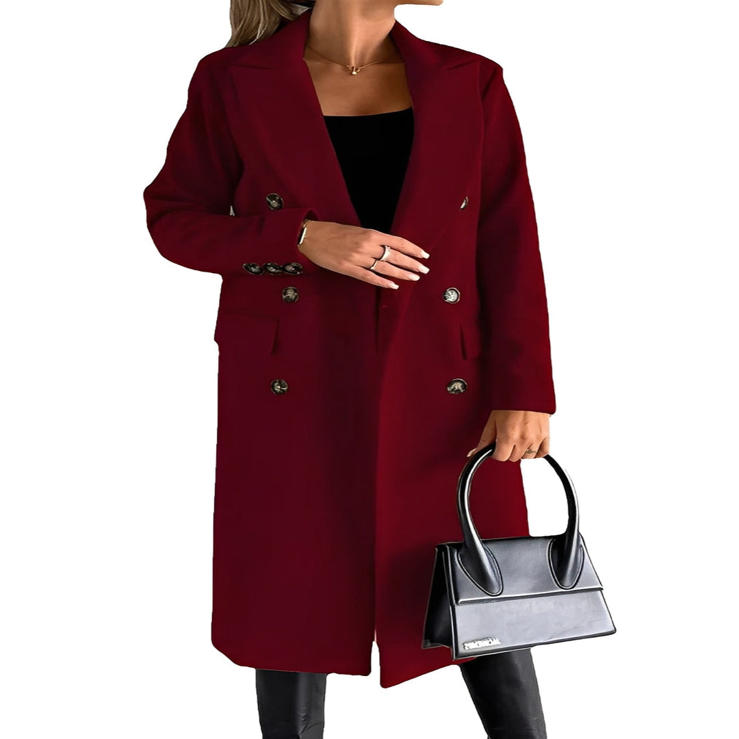 Women's Double Breasted Winter Coat with Slim Fit Design