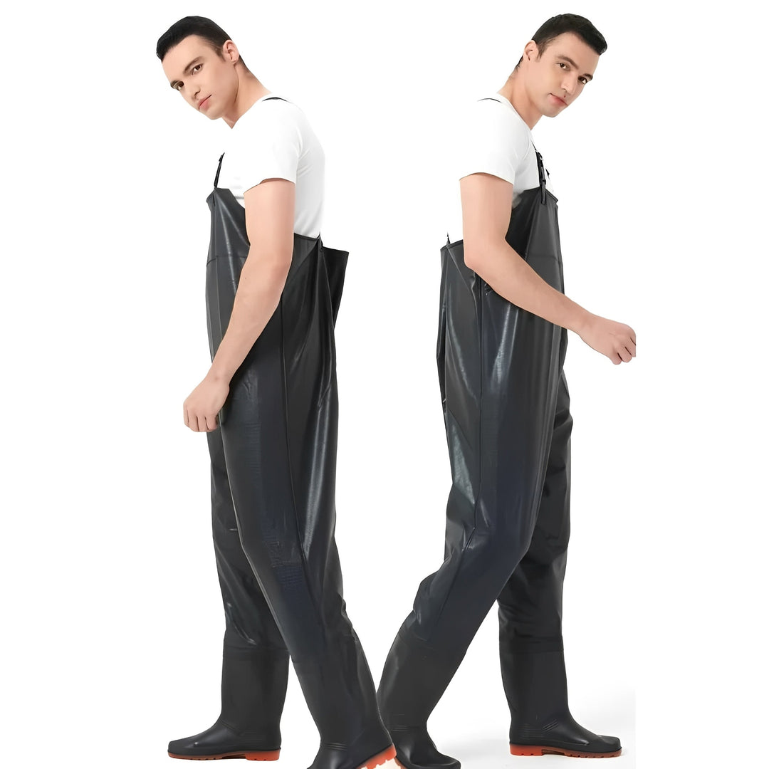 Water Resistant PVC Chest Waders with Adjustable Straps and Traction Boots