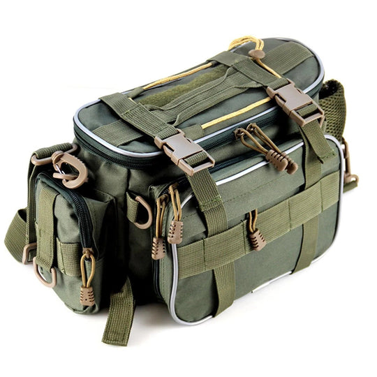 Fishing Gear Storage Bag with Multiple Compartments and Shoulder Strap