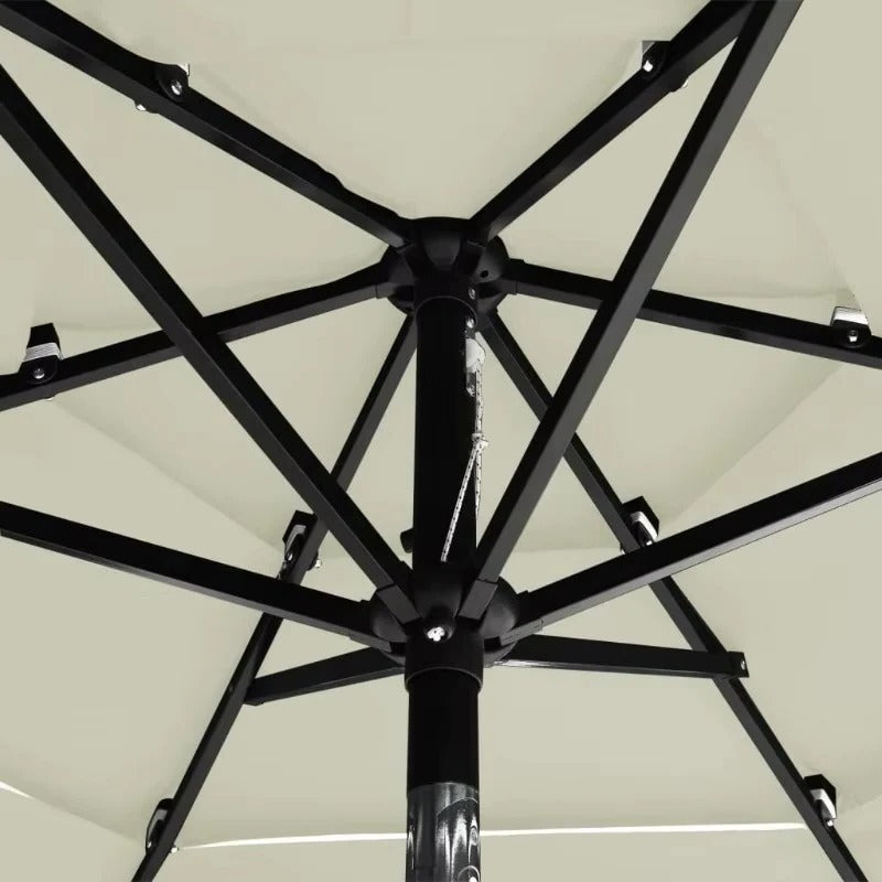 Three Tier Patio Umbrella with Crank Tilt and Aluminium Pole