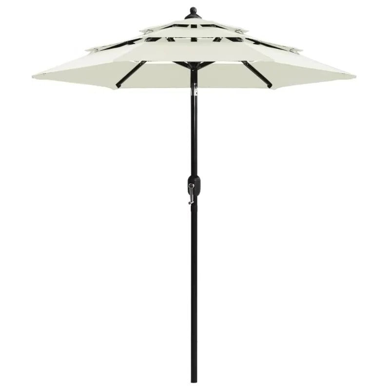 Three Tier Patio Umbrella with Crank Tilt and Aluminium Pole