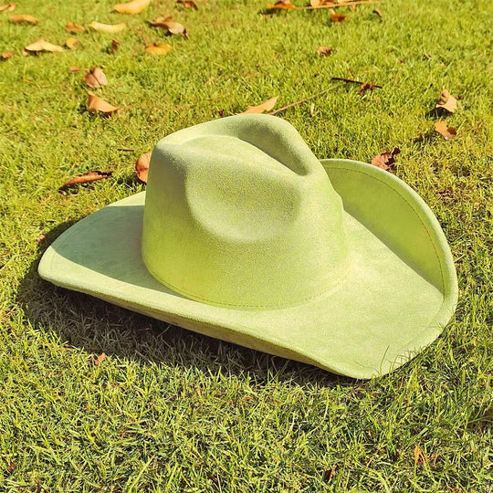 Unisex Suede Western Cowboy Hat with Wide Brim