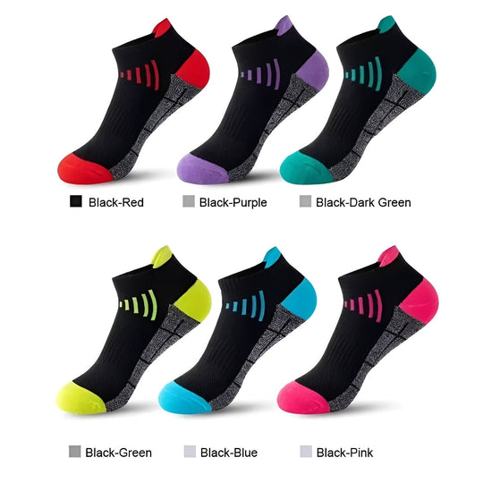Low Cut Athletic Socks with Moisture Wicking, 6 Pair Set for Sports