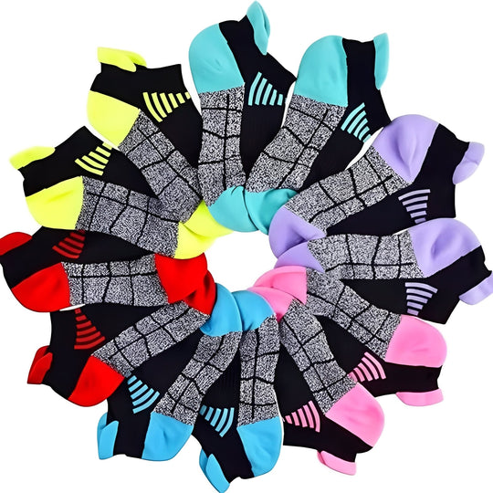 Low Cut Athletic Socks with Moisture Wicking, 6 Pair Set for Sports