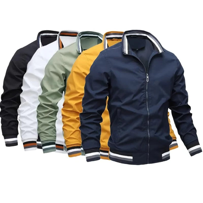 Men's Zip Front Bomber Jacket with Lightweight Design