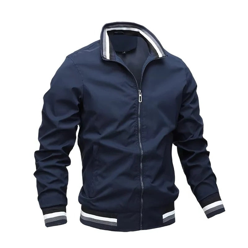 Men's Zip Front Bomber Jacket with Lightweight Design