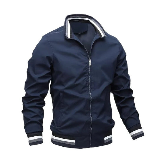 Men's Zip Front Bomber Jacket with Lightweight Design