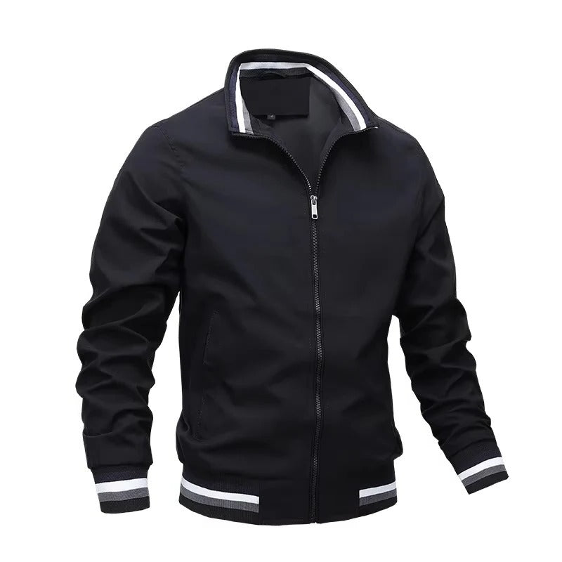 Men's Zip Front Bomber Jacket with Lightweight Design