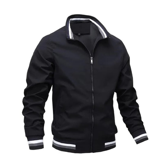 Men's Zip Front Bomber Jacket with Lightweight Design