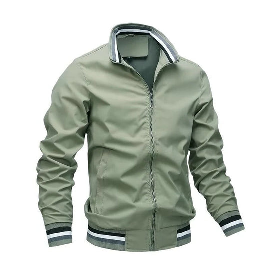 Men's Zip Front Bomber Jacket with Lightweight Design