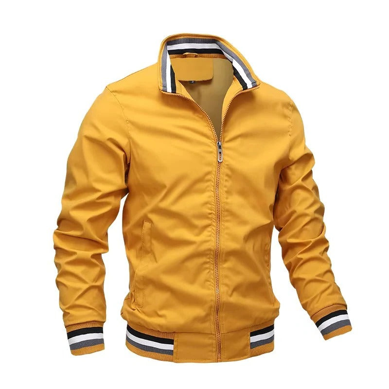 Men's Zip Front Bomber Jacket with Lightweight Design