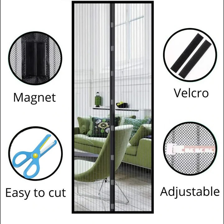 Magnetic Mesh Screen Door with Self-Closing Design