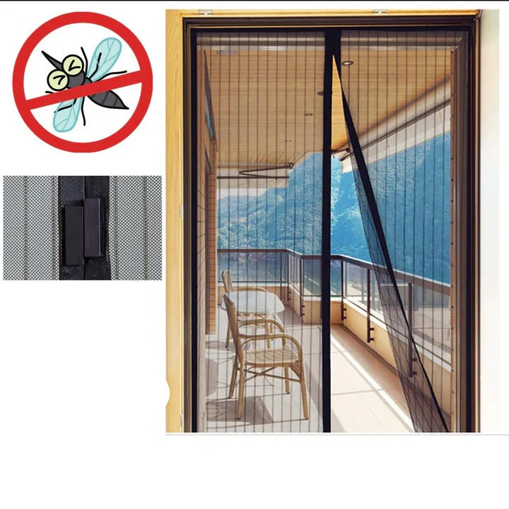 Magnetic Mesh Screen Door with Self-Closing Design