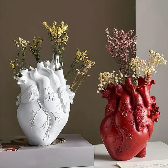 Heart Shaped Bamboo and Wood Vase for Decorative Display