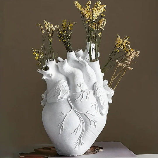 Heart Shaped Bamboo and Wood Vase for Decorative Display