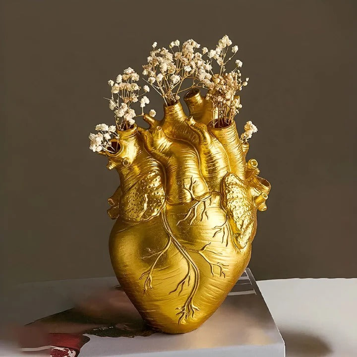 Heart Shaped Bamboo and Wood Vase for Decorative Display