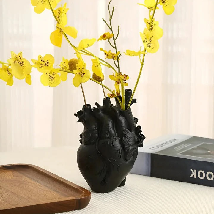 Heart Shaped Bamboo and Wood Vase for Decorative Display